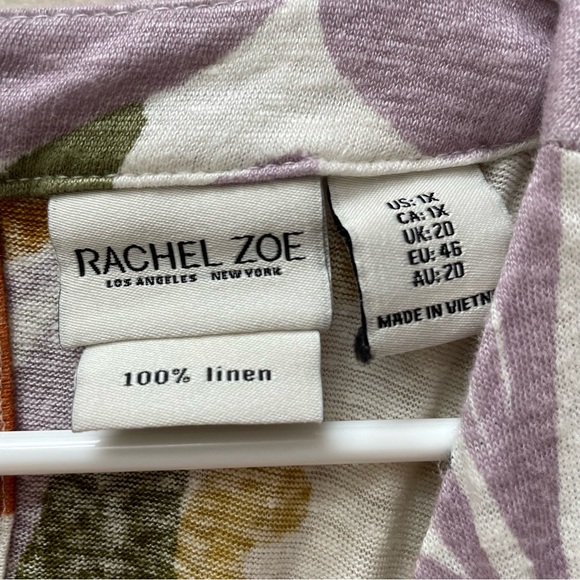 Rachel Zoe 100% Linen Sleeveless Floral Print Top Size 1X - Picture 4 of 5